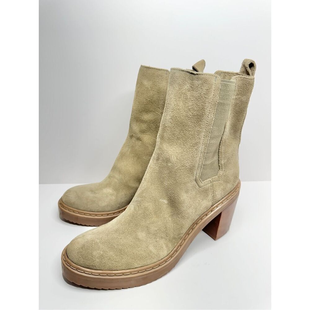 Women's Suede Pull-On Ankle Boots in Light Taupe